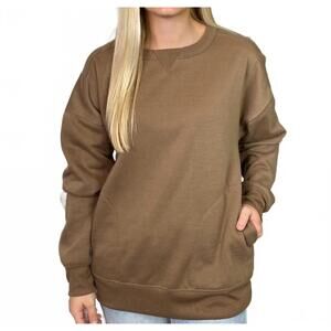 NEW VERY J pocket long sleeve sweatshirt in mocha
